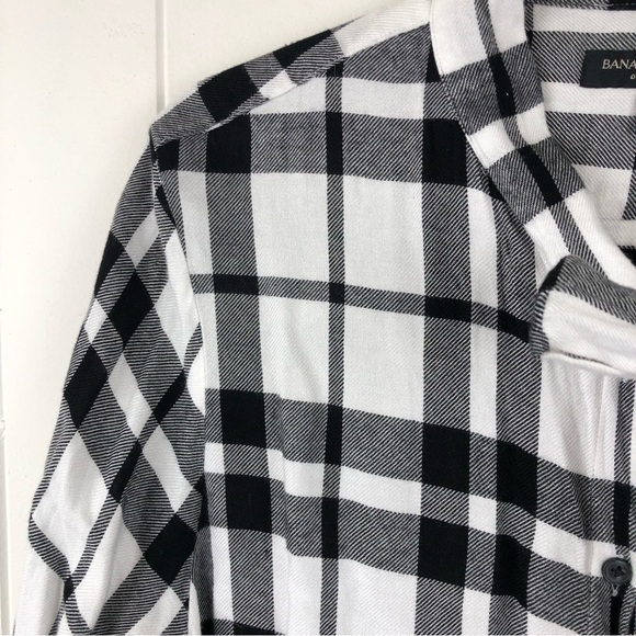 Banana Republic Womens Soft Flannel Button Up Shirt with Front Tie X-Large - Picture 3 of 11